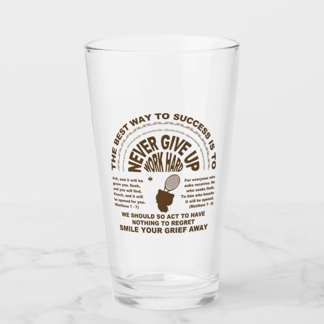 Gib niemals auf (Tennis) Glas (Vorderseite)