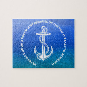 Gib niemals auf, Traum Blauer Ozean Vintage-Anker Puzzle