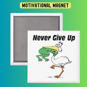 Gib niemals den Funny Pelican Frosch auf Magnet