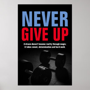 Gib niemals die Fitness der Bodybuilding Motiviere Poster