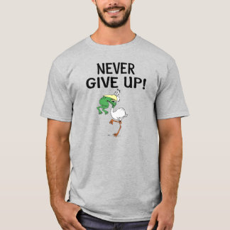 Gib niemals Motivierend Pelikane und Frosch auf T-Shirt