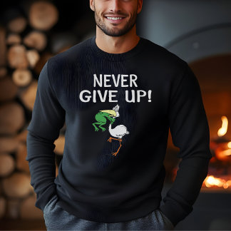 Gib niemals Motivierend Pelikane und Frosch auf T-Shirt