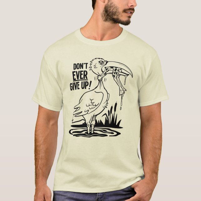 Gib niemals Pelican und Frosch auf T-Shirt (Vorderseite)