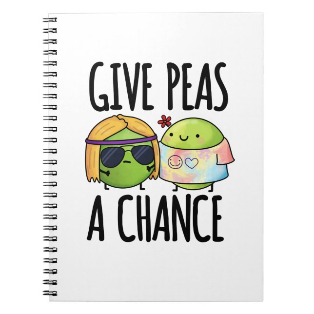Gib Peas A Chance Funny Hippie Peas Puff Notizblock (Vorderseite)