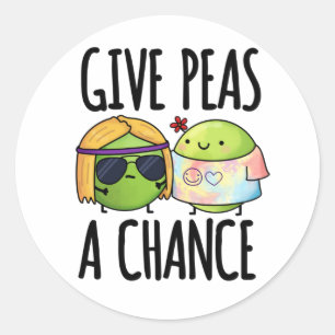 Gib Peas A Chance Funny Hippie Peas Puff Runder Aufkleber