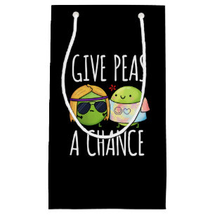 Gib Peas a Chance Funny Hippie Peas Pun Dark BG Kleine Geschenktüte