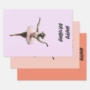 Gibbon-Affen-Ballett-Tänzer in einem Tutu, Geschenkpapier Set
