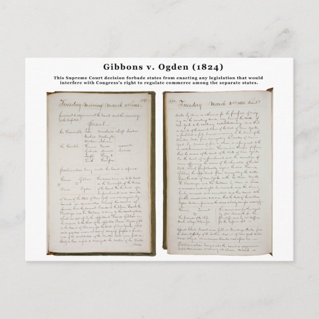 Gibbons gegen Ogden, 22 U.S. 1 (1824) Postkarte (Vorderseite)