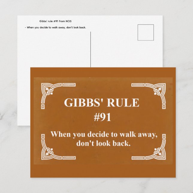Gibbs' Regel 91 Postkarte (Vorne/Hinten)