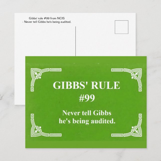 Gibbs' Regel 99 Postkarte (Vorne/Hinten)