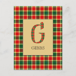 Gibbs Tartan Monogram G Postkarte
