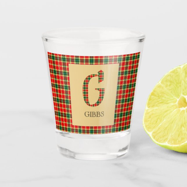 Gibbs Tartan Monogram G Schnapsglas (Vorderseite)