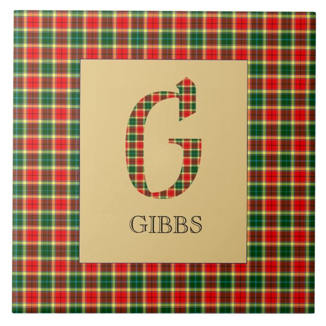 Gibbs Tartan Monogramm G Fliese (Vorderseite)