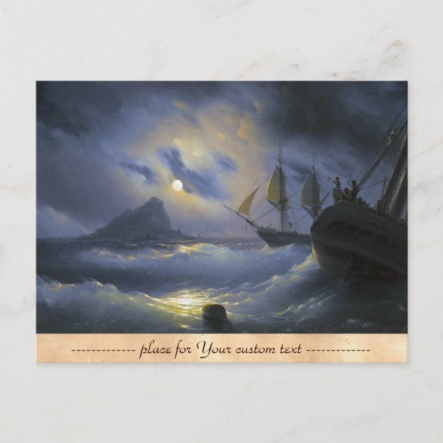 Gibraltar am Abend Ivan Aivasovsky Seesmeere Postkarte (Vorderseite)