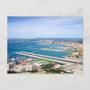 Gibraltar City and Airport Runway from Oove Postkarte