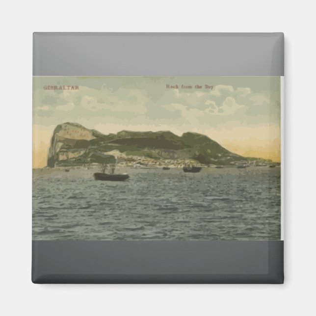 Gibraltar Felsen aus der Bucht, Vintag Magnet (Vorne)
