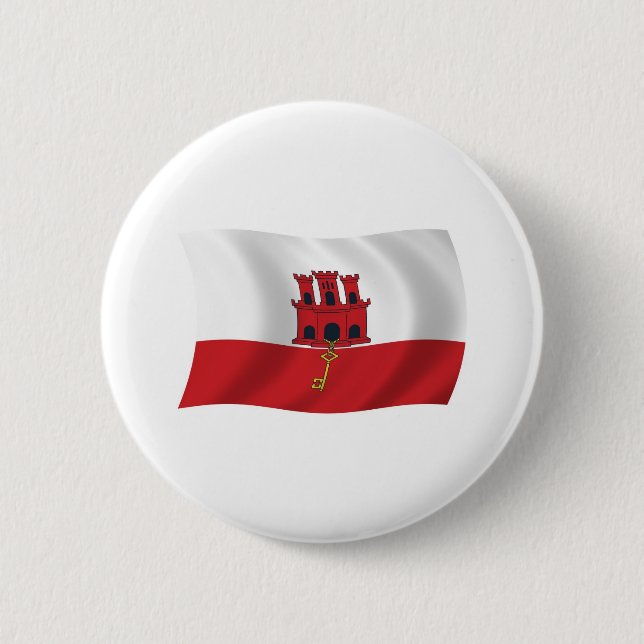 Gibraltar-Flagge-Button Button (Vorderseite)