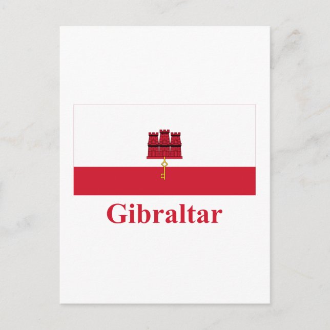 Gibraltar-Flagge mit Name Postkarte (Vorderseite)