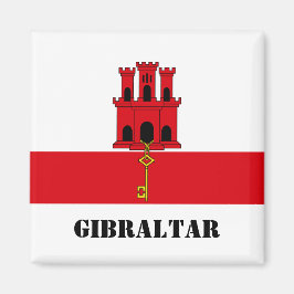 Gibraltar-Flagge mit Text in Gibraltar Magnet