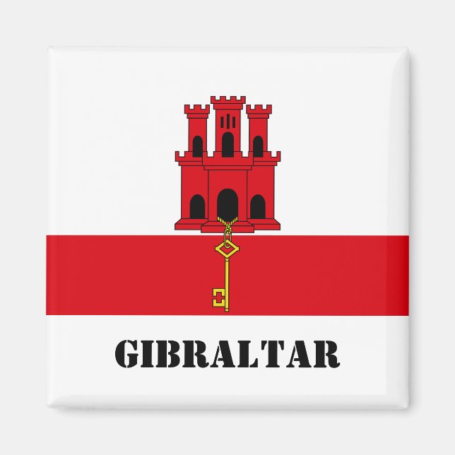 Gibraltar-Flagge mit Text in Gibraltar Magnet (Vorne)