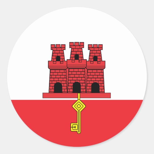 Gibraltar Hochwertige Flagge Runder Aufkleber (Vorderseite)