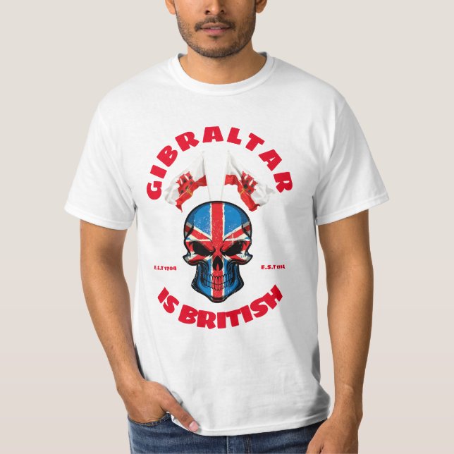 Gibraltar ist britischer T - Shirt 1704 Scull (Vorderseite)
