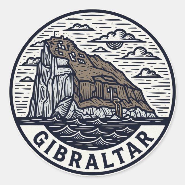 Gibraltar Reise Runder Aufkleber (Vorderseite)