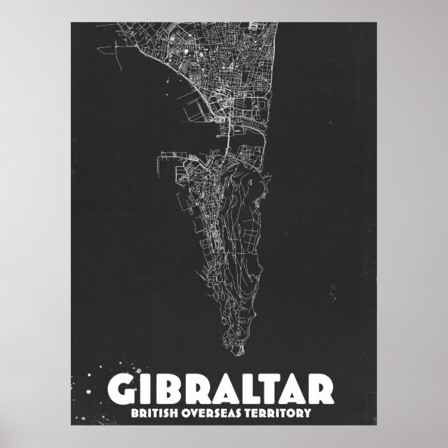 Gibraltar Vintage Karte Poster (Vorne)