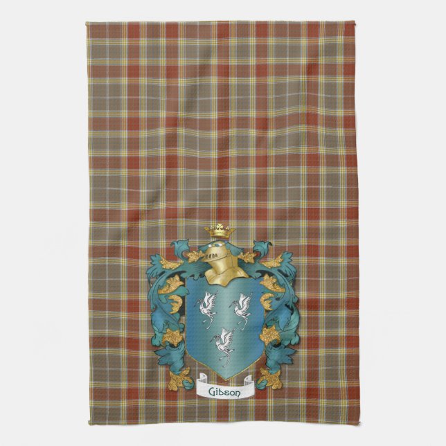 Gibson Coat of Arms and Tartan Handtuch (Vertikal)