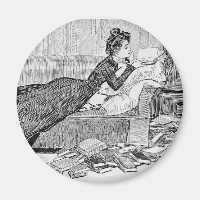 Gibson Girl Reading a Book Magnet (Vorne)