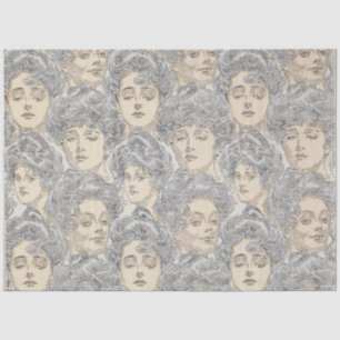 Gibson Girl viktorianische Muster grau und rosa Seidenpapier