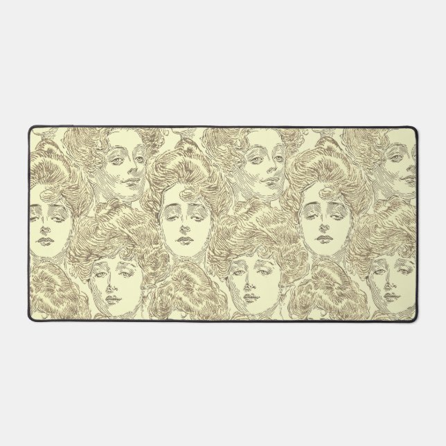 Gibson Girl viktorianisches Muster sepia Schreibtischunterlage (Vorderseite)