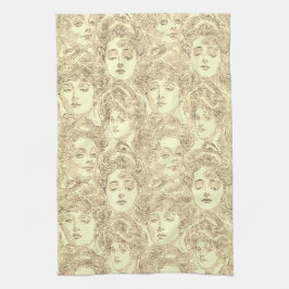 Gibson Girls goldenes Creme Vintages viktorianisch Geschirrtuch
