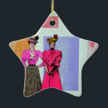 Gibson Girls in einem mondrianischen Muster Keramik Ornament<br><div class="desc">Gibson Girls in einem mondrianischen Muster von Michael Moffas Historic Mixed-Media Series,  c1993. Originale Kunstwerke: universelles Urheberrecht</div>