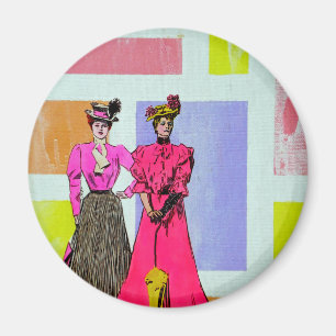 Gibson Girls in einem mondrianischen Muster Magnet