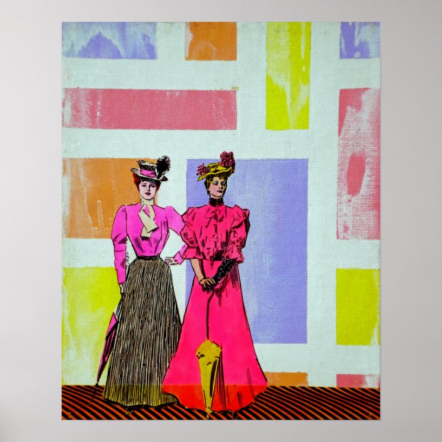 Gibson Girls in einem mondrianischen Muster Poster (Vorne)
