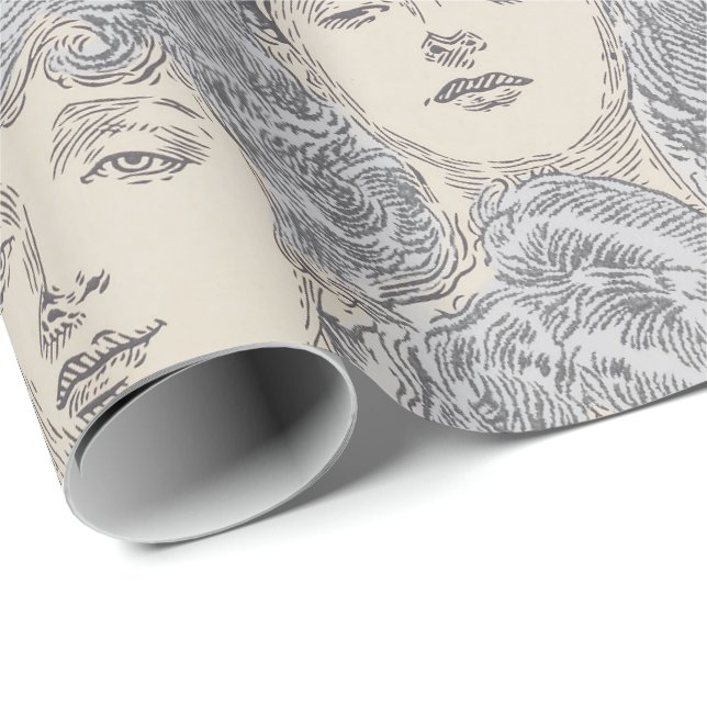 Gibson Girls Viktorianisch Geschenkpapier (Rolleneckpunkt)