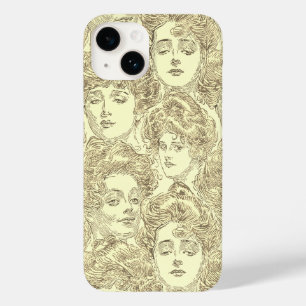 Gibson Girls viktorianisch Illustration sepia gold Case-Mate iPhone 14 Hülle