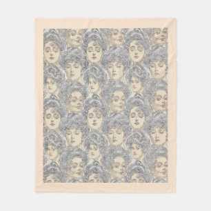 Gibson Girls viktorianisches Frauenmuster grau pfi Fleecedecke