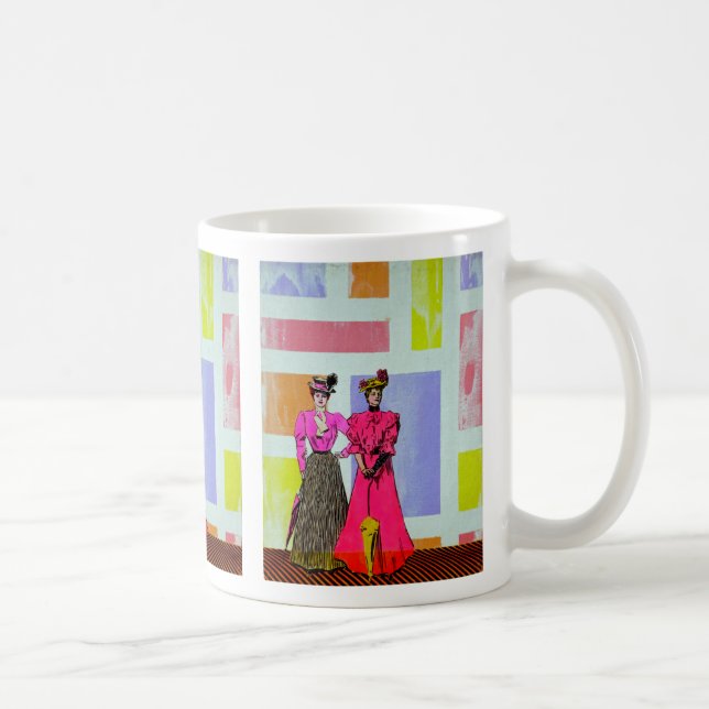 Gibson-Mädchen in einem Mondrian Muster Tasse (Rechts)