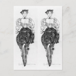 Gibson's Girl Riding A Bicycle Postkarte