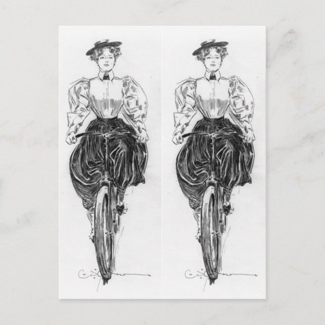 Gibson's Girl Riding A Bicycle Postkarte (Vorderseite)