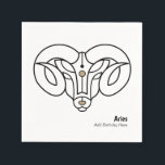 Gibt den personalisierten Ramm ab Serviette<br><div class="desc">Feiern Sie Ihr nächstes zodiakisches Geburtstagsfest für Aries the Ram in modernem Gold und Schwarz. Aries Astrologie zodiac Sternzeichen Horoskop schwarz und goldstilisiert Widder mit zodiac Sternzeichen in einem stilvollen schwarzen Schriftart. Ein einzigartiges Geburtstagsfest zum Thema Tischgesicht für jemanden, der einen Geburtstag unter dem Feuerzeichen von Widmen feiert - März...</div>
