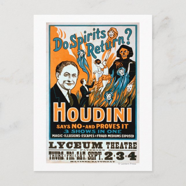 Gibt es Spirituosen? Houdini sagt NO - beweist es Postkarte (Vorderseite)