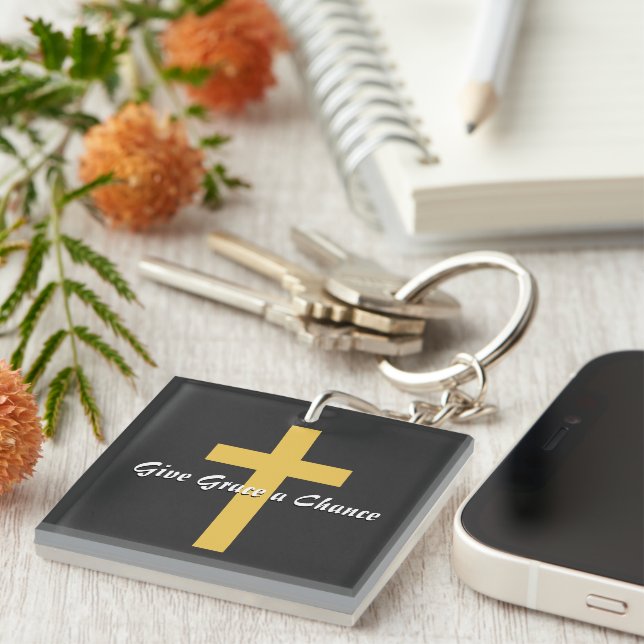 Gibt Grace einen Chance-Button Schlüsselanhänger (Vorderseite rechts)
