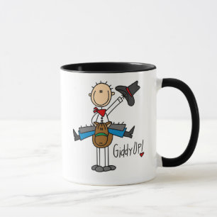 Giddy Up! Cowboy-Strichmännchen-Tasse Tasse