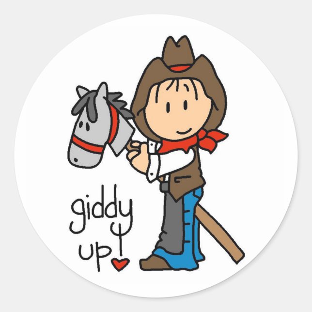 Giddy Up Cowboy Tshirts und Geschenke Runder Aufkleber (Vorderseite)