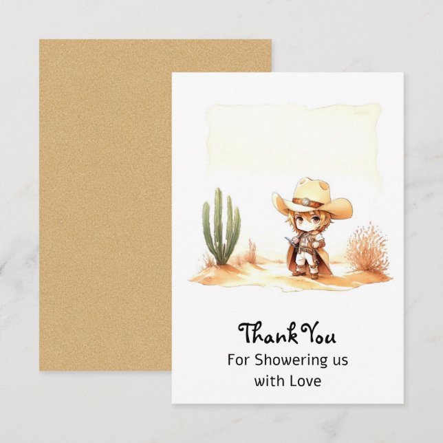 Giddy Up Es ist eine wilde West Cowboy Babydusche Dankeskarte (Vorne/Hinten)