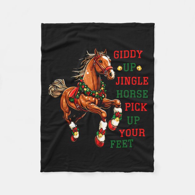 Giddy Up Jingle Horse Western Christmas Horse Coun Fleecedecke (Vorderseite)