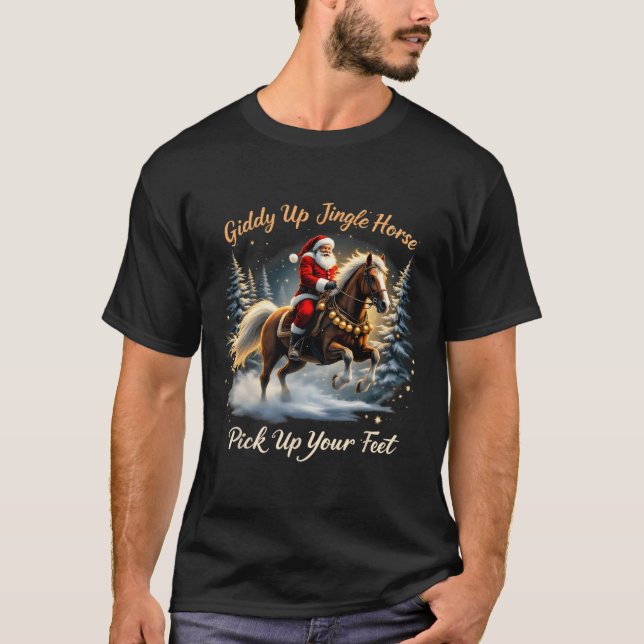 Giddy Up Jingle Pferd holen Sie Ihre Füße Weihnach T-Shirt (Vorderseite)